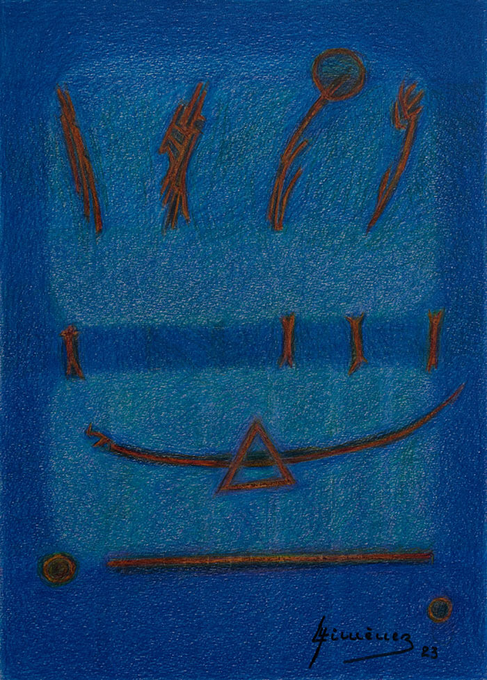 Azul-nocturno II.-Lapiz-Color.-26-cm-x-36-cm.-Ano-2023.Roberto Gimenez González