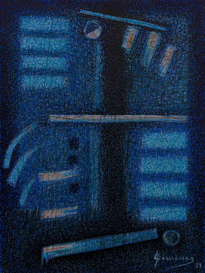 Azul-nocturno III.-Lapiz-Color.-26-cm-x-36-cm.-Ano-2023.Roberto Gimenez González